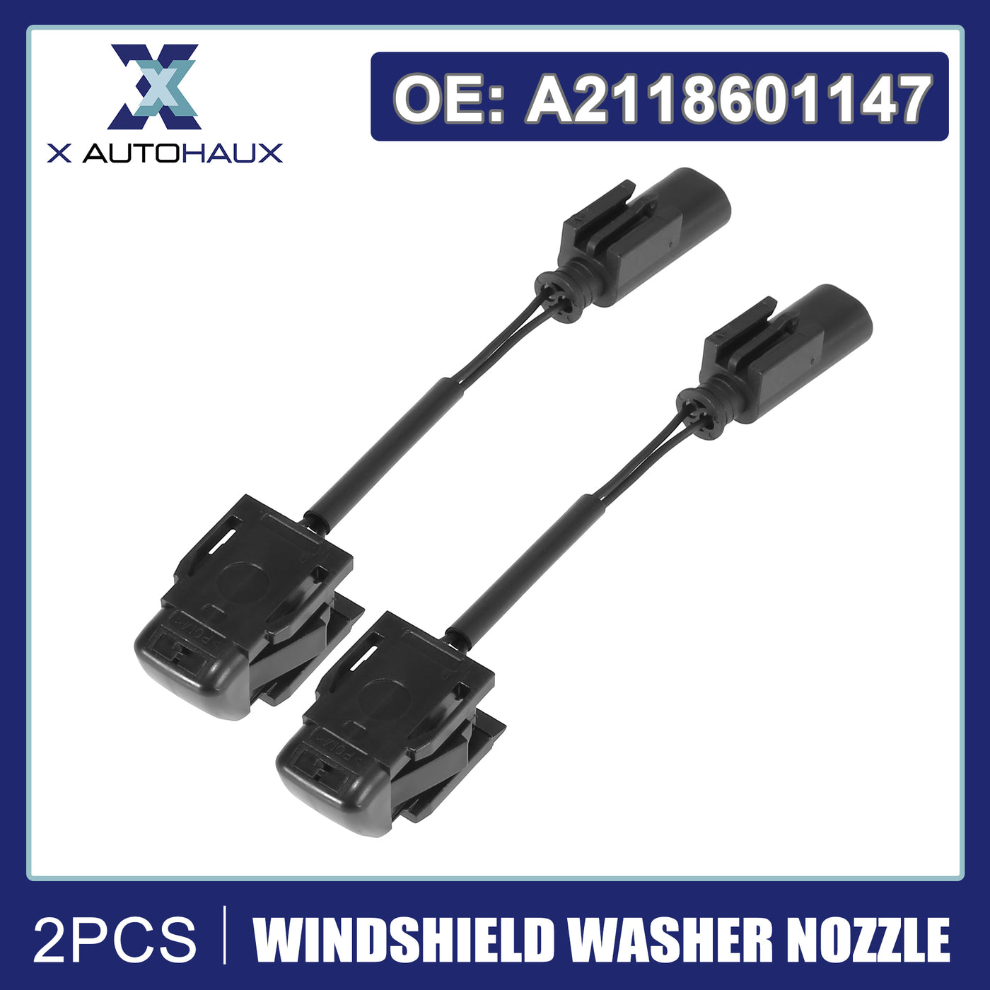 X AUTOHAUX 2pcs Windshield Washer Nozzles Spray Jet with Heated A2118601147 2118600147 for Mercedes-Benz W203 C W209 CLK W219 CLS W211 E CLK CLK55 W209