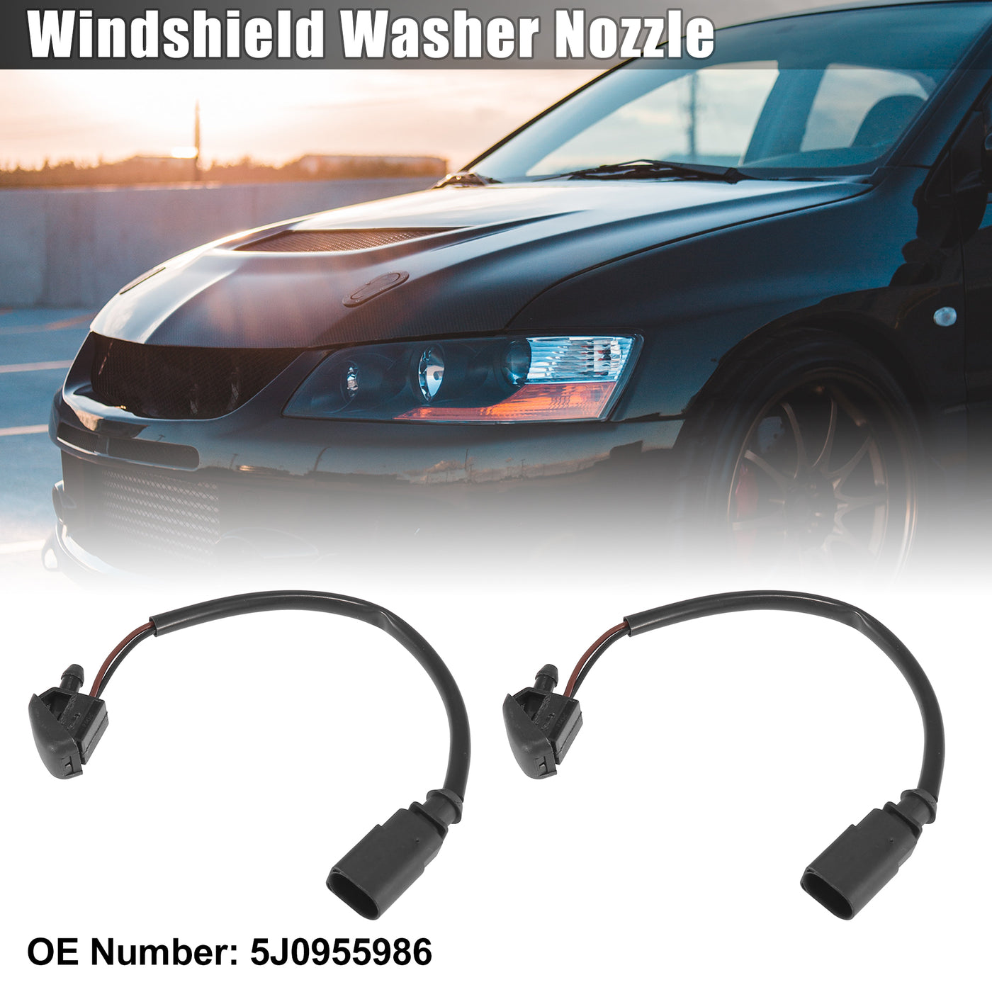 X AUTOHAUX 2pcs Windshield Washer Nozzles Spray Jet Left or Right 5J0955986 with Heated for Skoda Octavia MK1 1996-2004