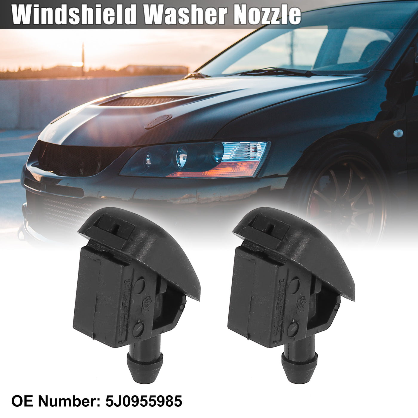 X AUTOHAUX 2pcs Windshield Washer Nozzles Spray Jet Left or Right 5J0955985 for Skoda Roomster 2006-2015