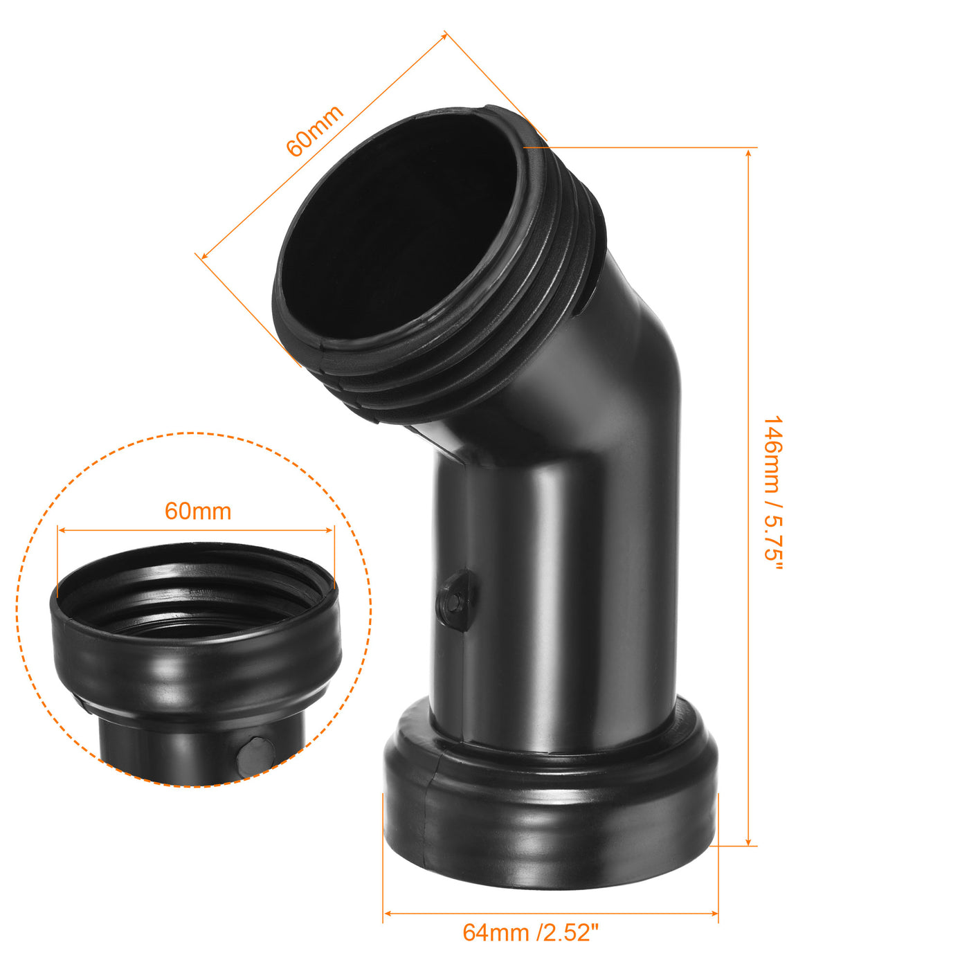 Harfington IBC Tank Drain Drainage Tube 60mm Coarse Male to Female Thread Plastic Spout Hose Extension Fitting, Black