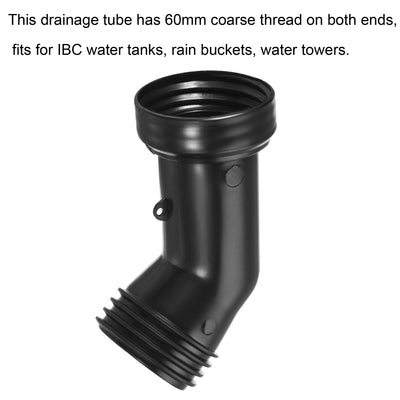 Harfington IBC Tank Drain Drainage Tube 60mm Coarse Male to Female Thread Plastic Spout Hose Extension Fitting, Black