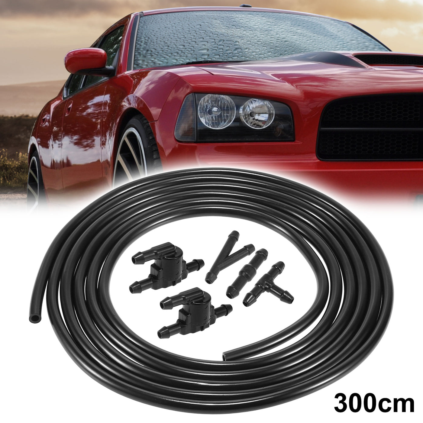 X AUTOHAUX Car Windshield Washer Hose Kit 300cm 10ft Windshield Washer Nozzle Hose with Connectors for Toyota Corolla Tundra Land Cruiser 85321-28020