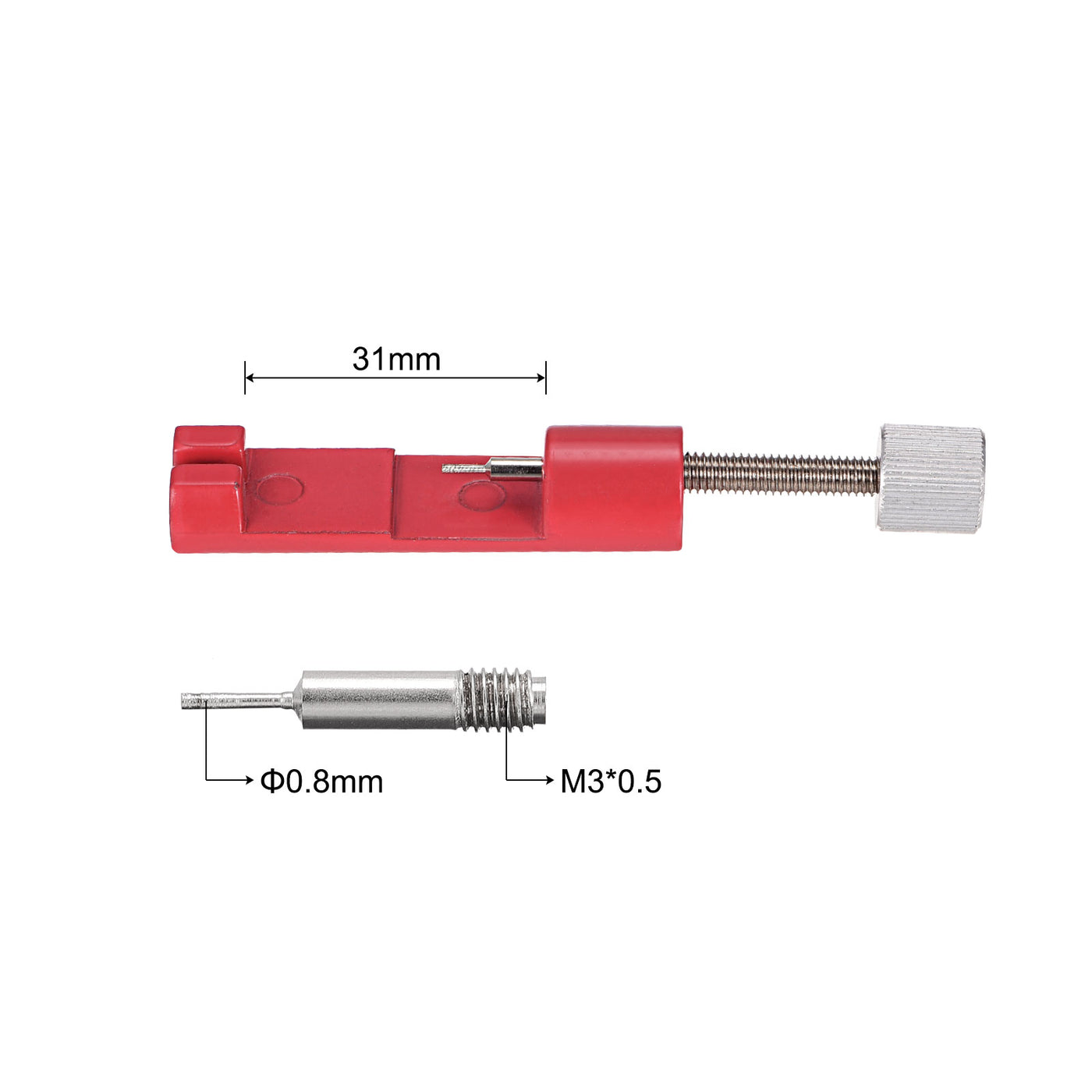 uxcell Uxcell Strap Link Pin Remover Tool with 3 Spare Pins, 25mm Adjustable Width for Re-size Watch Band, Red