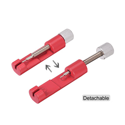 Harfington Uxcell Strap Link Pin Remover Tool with 3 Spare Pins, 25mm Adjustable Width for Re-size Watch Band, Red