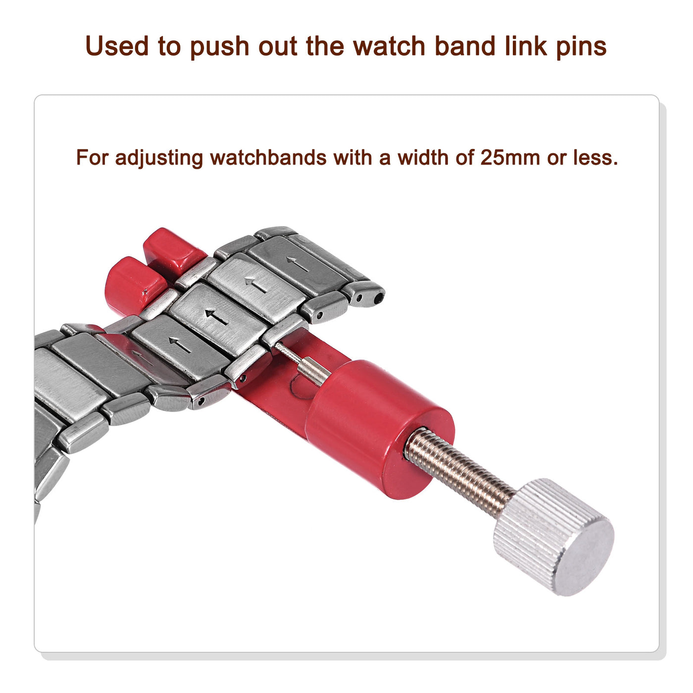 uxcell Uxcell Strap Link Pin Remover Tool with 3 Spare Pins, 25mm Adjustable Width for Re-size Watch Band, Red