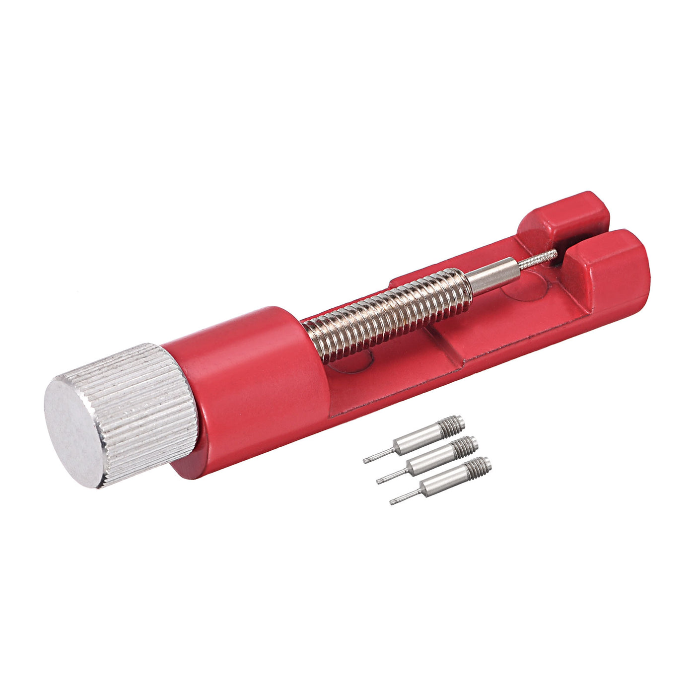 uxcell Uxcell Strap Link Pin Remover Tool with 3 Spare Pins, 25mm Adjustable Width for Re-size Watch Band, Red