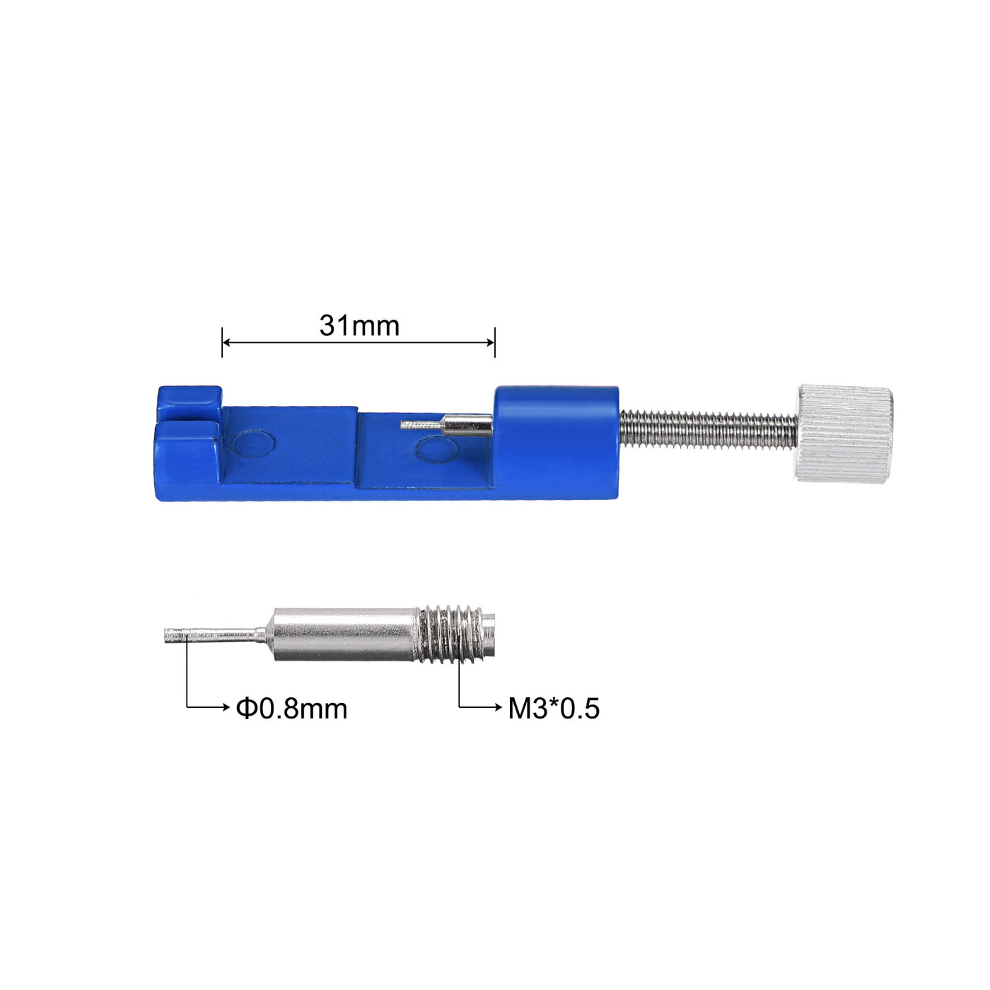 uxcell Uxcell Strap Link Pin Remover Tool with 3 Spare Pins, 25mm Adjustable Width for Re-size Watch Band, Blue