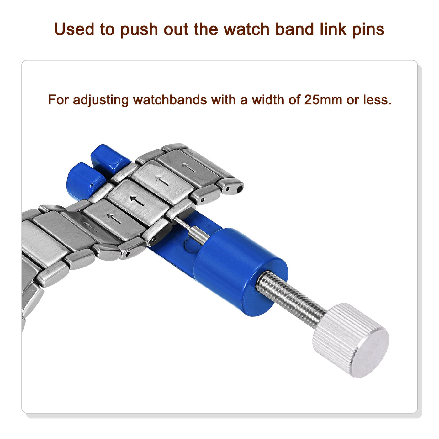 uxcell Uxcell Strap Link Pin Remover Tool with 3 Spare Pins, 25mm Adjustable Width for Re-size Watch Band, Blue