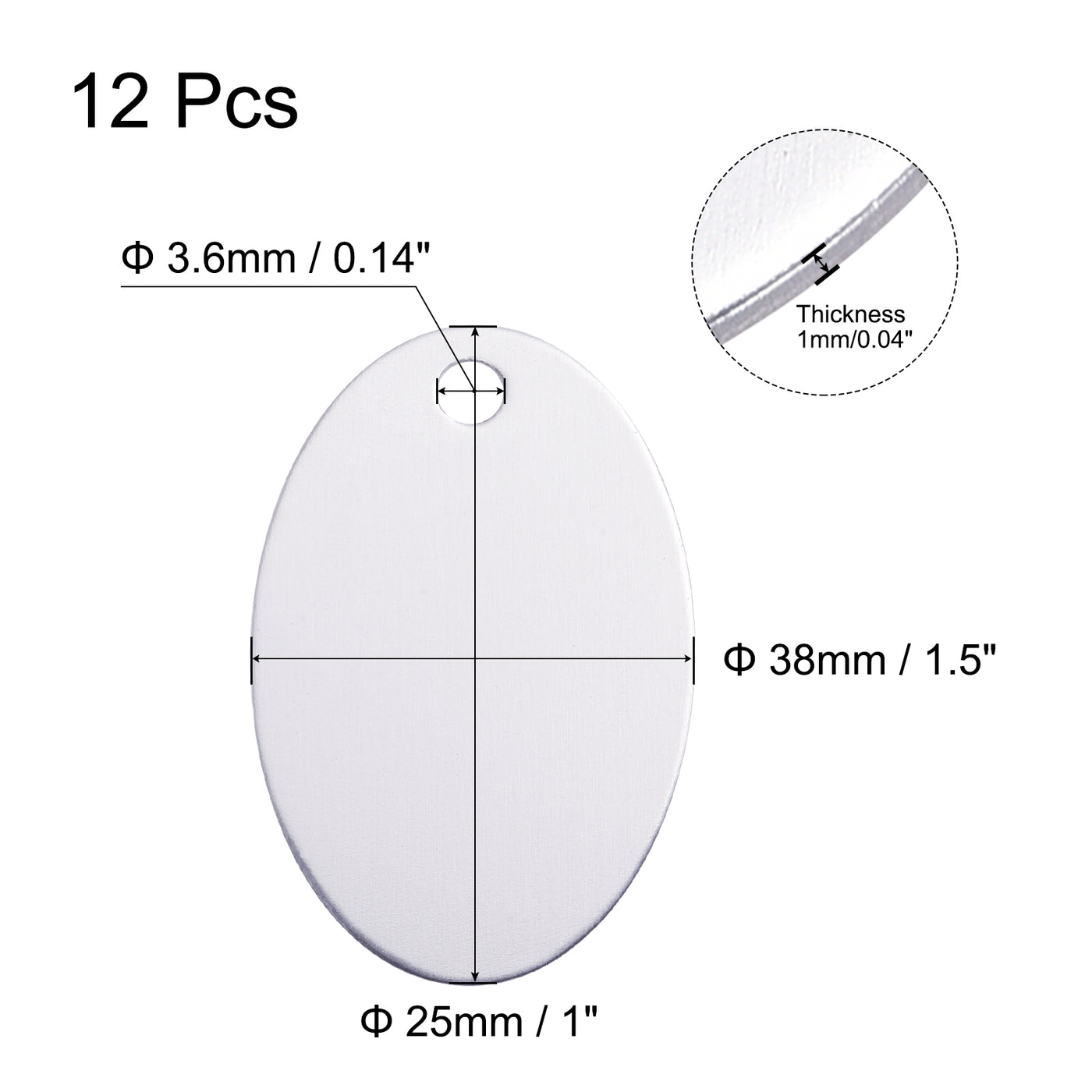 Harfington Aluminum Oval Stamping Blank DIY Label Tags for Craft, Pendant Decoration