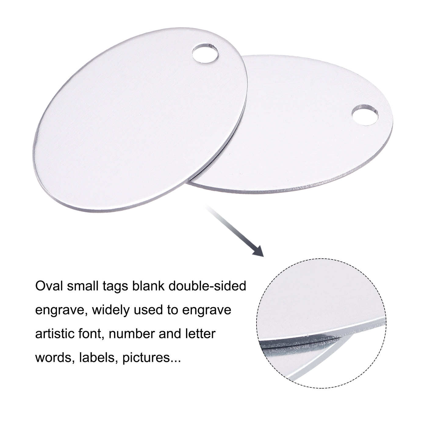 Harfington Aluminum Oval Stamping Blank DIY Label Tags for Craft, Pendant Decoration