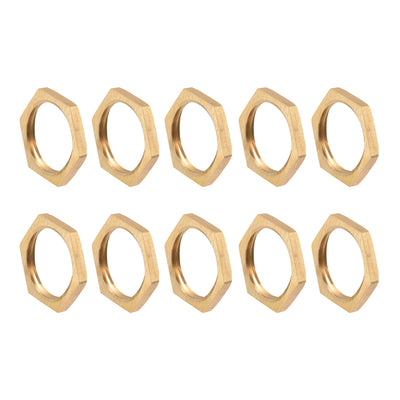 Harfington Uxcell G1/2 Lock Nut, Hex Brass Female Locknut for Plumbing 10pcs