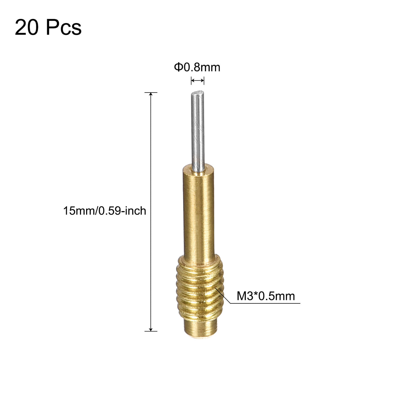 uxcell Uxcell 20pcs Replace Pins for Watch Band Pin Punch Tool 0.8mm Dia Brass Link Pin Remover Punch Pins M3x0.5 Threads