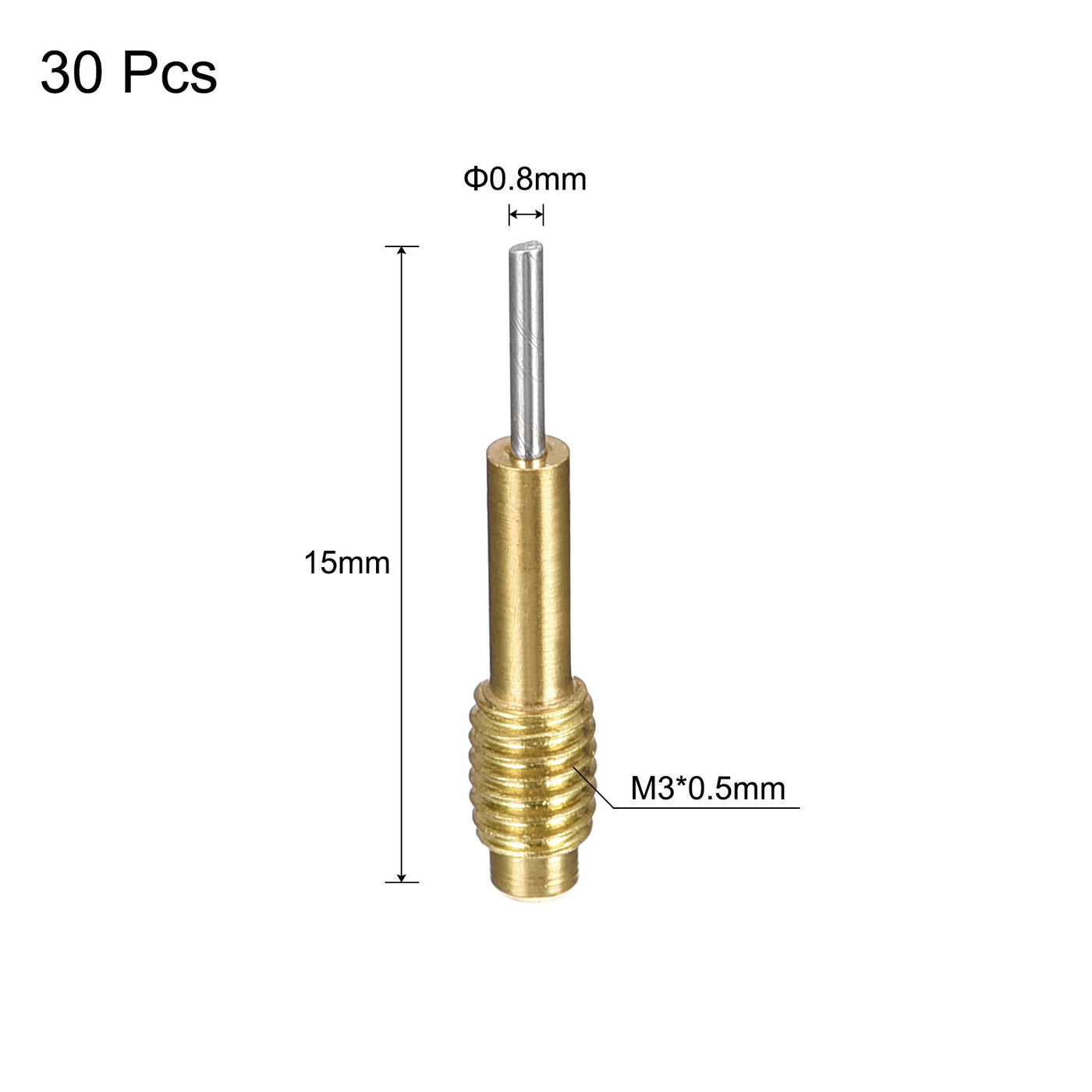 uxcell Uxcell 30pcs Replace Pins for Watch Band Pin Punch Tool 0.8mm Dia Brass Link Pin Remover Punch Pins M3x0.5 Threads