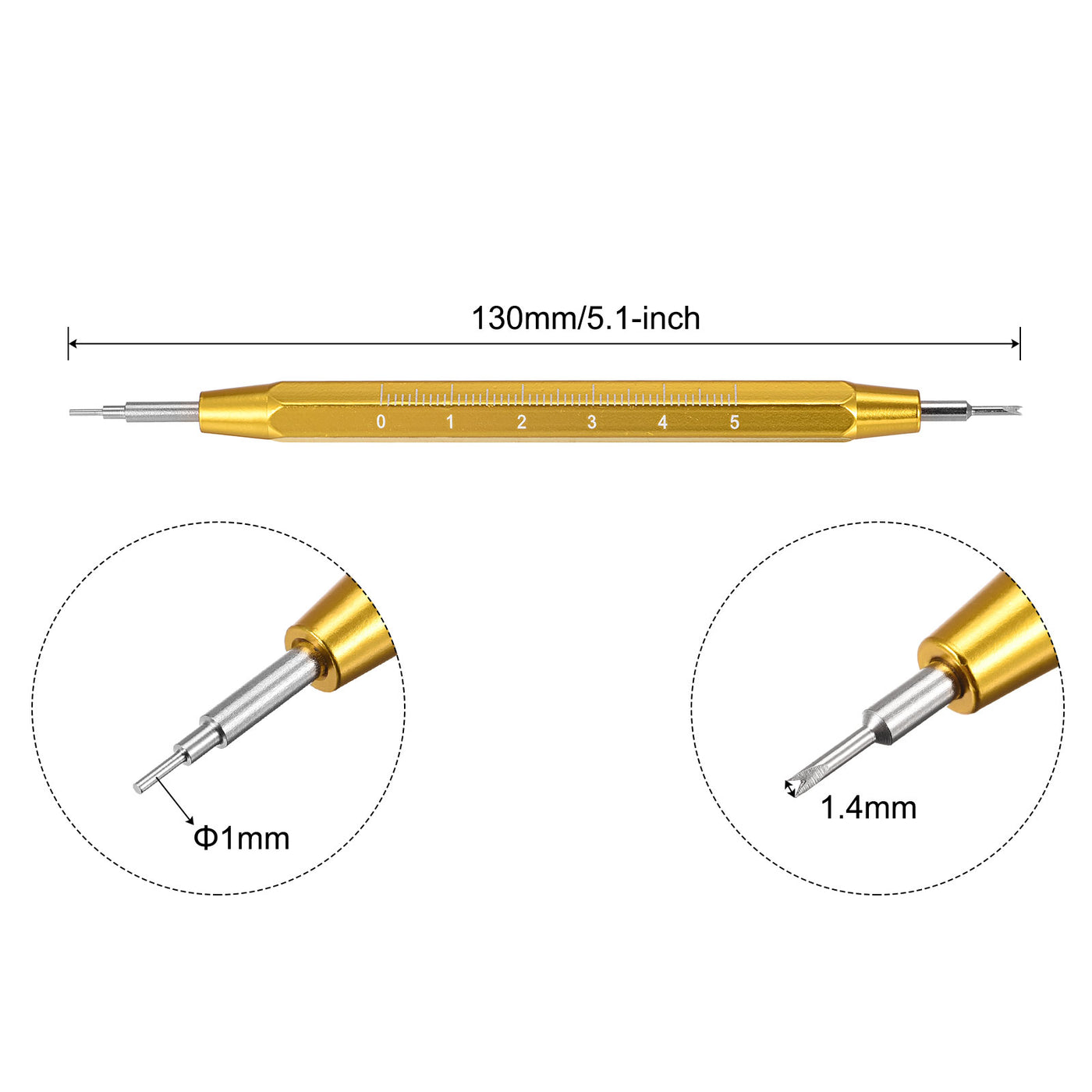 uxcell Uxcell Watch Spring Bar Tool Double Tips Watch Spring Link Pin Removal Tool with Metric Scale for Watch Repair, Gold Tone