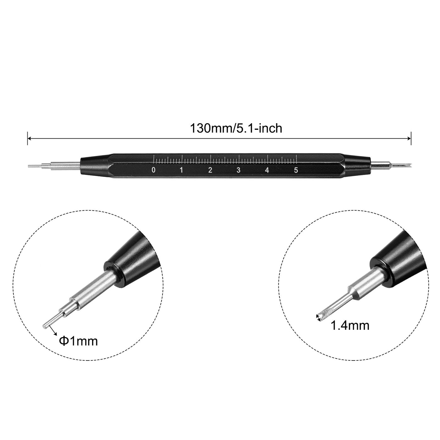 uxcell Uxcell Watch Spring Bar Tool Double Tips Watch Spring Link Pin Removal Tool with Metric Scale for Watch Repair, Black