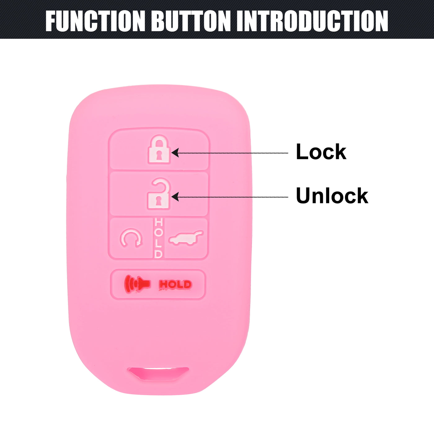 X AUTOHAUX Car Key Fob Cover 5 Button Remote Key Fob Protective Case Silicone Pink for Honda Accord Civic CR-V Pilot 2015-2019