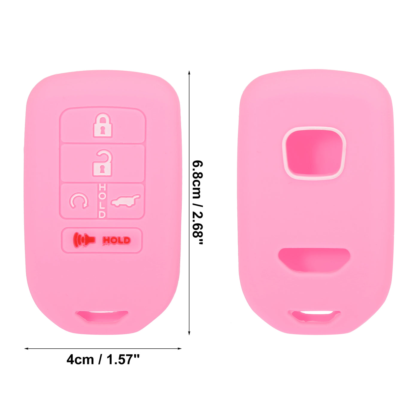 X AUTOHAUX Car Key Fob Cover 5 Button Remote Key Fob Protective Case Silicone Pink for Honda Accord Civic CR-V Pilot 2015-2019