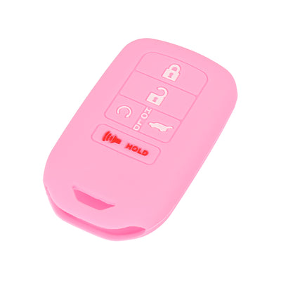 Harfington Car Key Fob Cover 5 Button Remote Key Fob Protective Case Silicone Pink for Honda Accord Civic CR-V Pilot 2015-2019