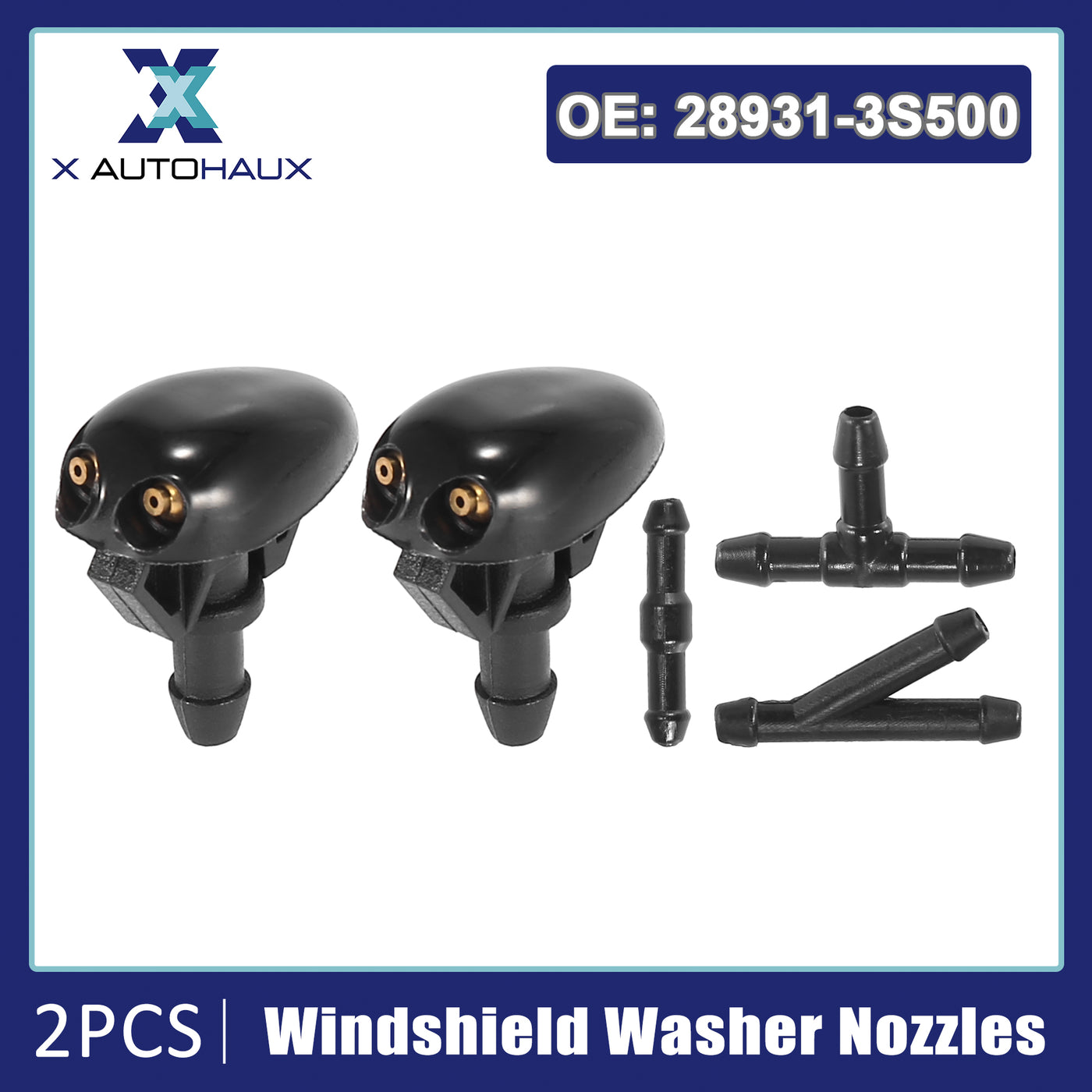 ACROPIX Front Windshield Washer Nozzles Fit for Nissan Frontier with Hose Connector - Pack of 5 Black