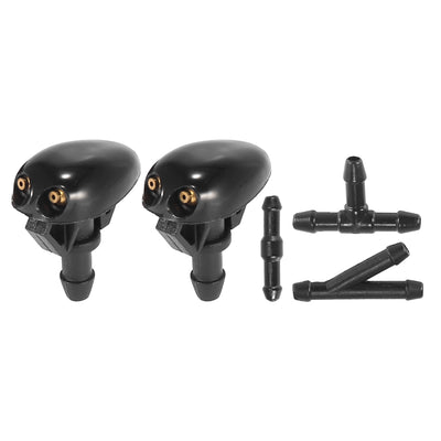 Harfington Front Windshield Washer Nozzles Fit for Nissan Frontier with Hose Connector - Pack of 5 Black