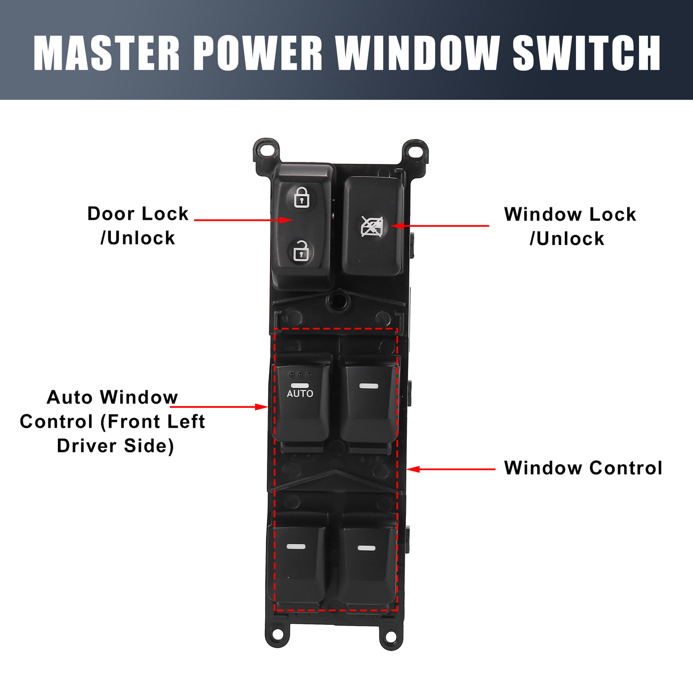 X AUTOHAUX Master Driver Side Power Window Switch No.93570-1W155 for Kia Rio 2012-2015 Fit for Auto