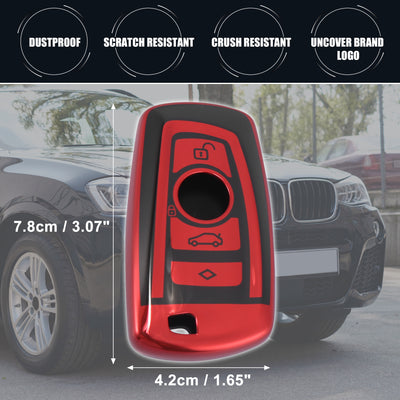 Harfington Car Key Fob Cover for BMW X3 X4 M5 M6 Remote Key Fob Protective Case Soft TPU Black Red