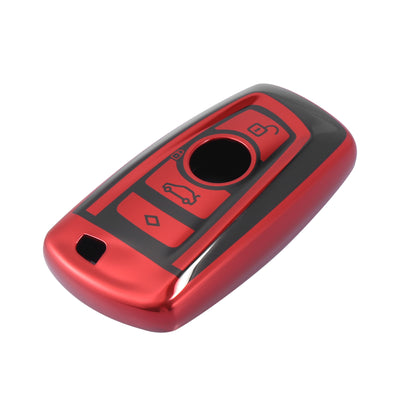 Harfington Car Key Fob Cover for BMW X3 X4 M5 M6 Remote Key Fob Protective Case Soft TPU Black Red