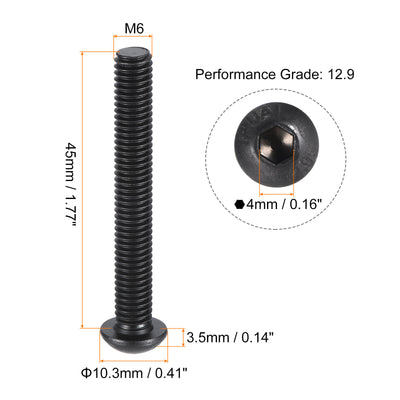 Harfington Uxcell M6x45mm Hex Socket Button Head Cap Bolts Screws Alloy Steel 25pcs