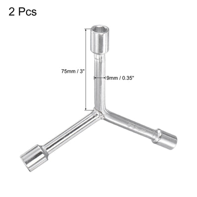 Harfington Uxcell Y Type 3 Way Hex Socket Wrench, 8mm 9mm 10mm Repair Spanner Tool, 3-inch 2 Pcs