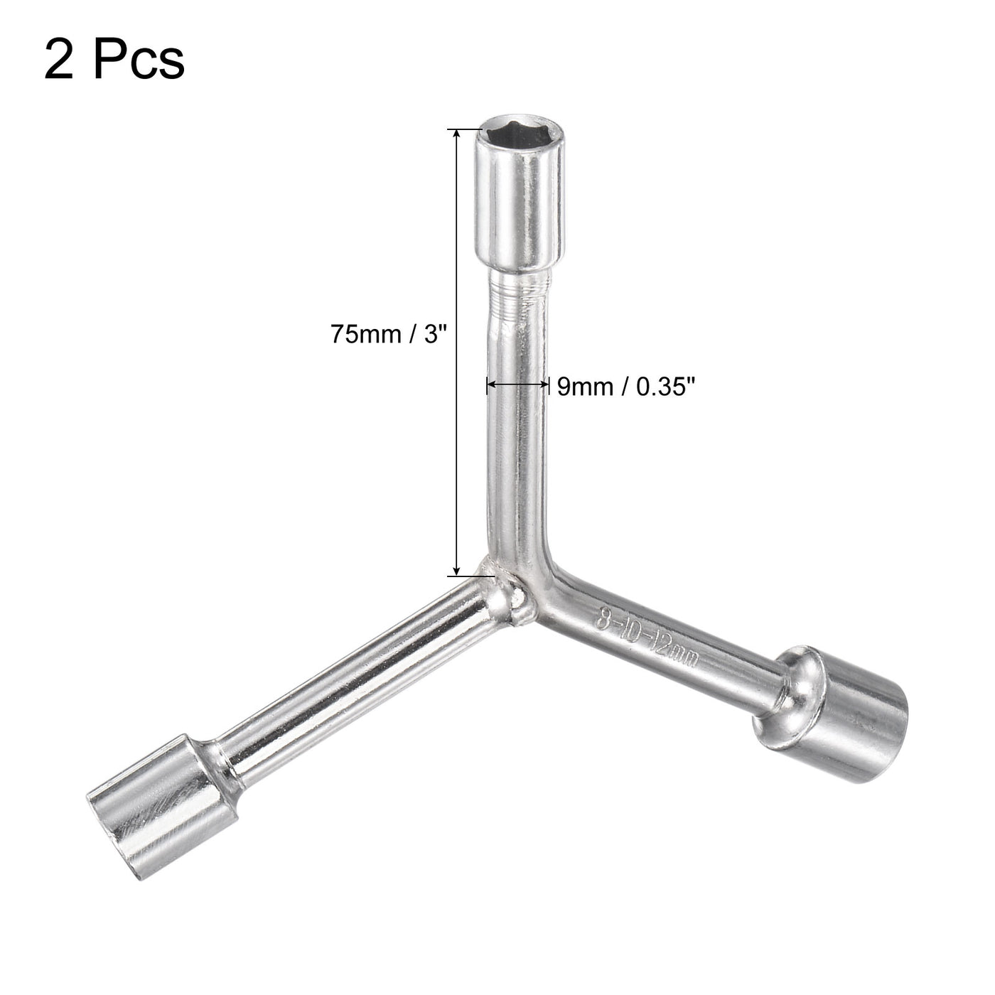 uxcell Uxcell Y Type 3 Way Hex Socket Wrench, 8mm 9mm 10mm Repair Spanner Tool, 3-inch 2 Pcs