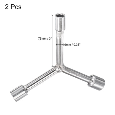 Harfington Uxcell Y Type 3 Way Hex Socket Wrench, 8mm 9mm 10mm Repair Spanner Tool, 3-inch 2 Pcs