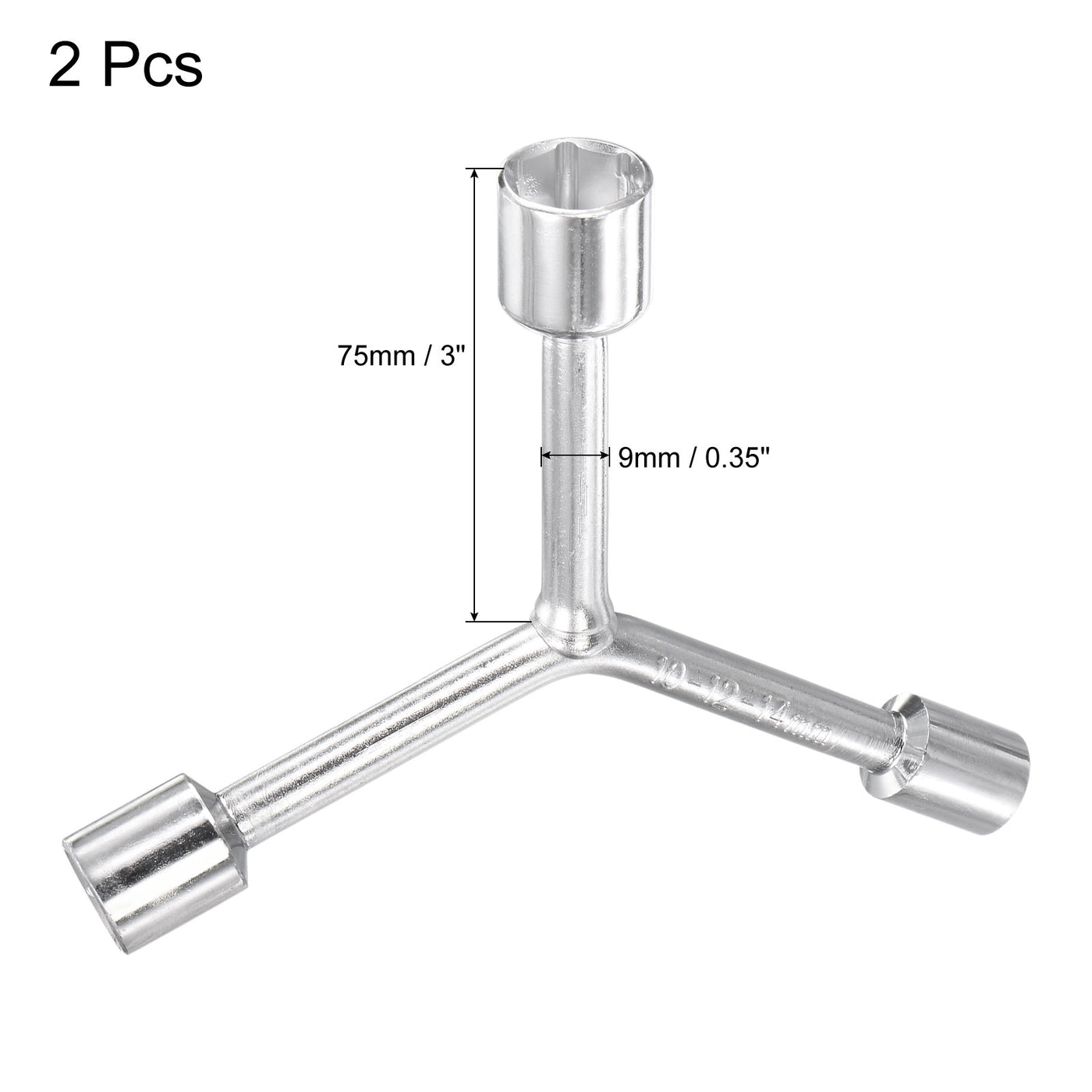 uxcell Uxcell Y Type 3 Way Hex Socket Wrench, 8mm 9mm 10mm Repair Spanner Tool, 3-inch 2 Pcs