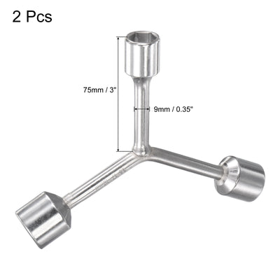 Harfington Uxcell Y Type 3 Way Hex Socket Wrench, 8mm 9mm 10mm Repair Spanner Tool, 3-inch 2 Pcs