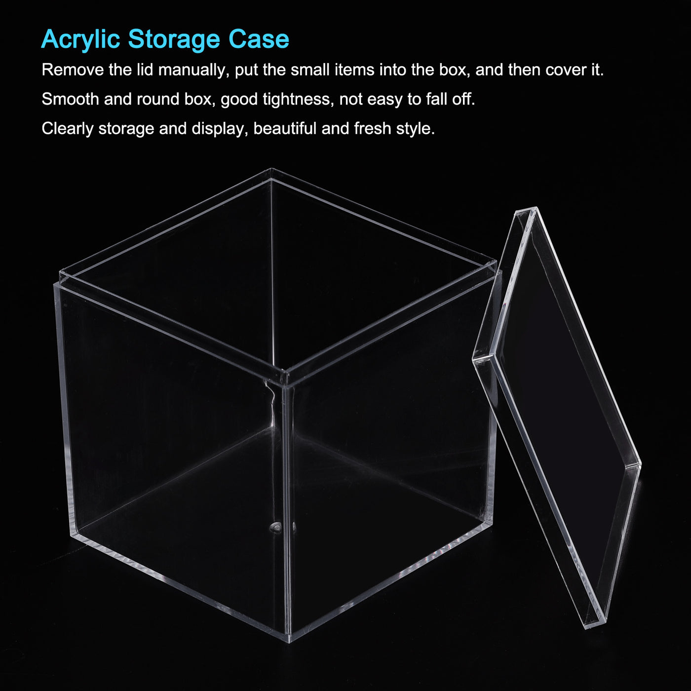 Harfington Acrylic Storage Box Square Cube Display Case with Lid, Container Box for Small Item