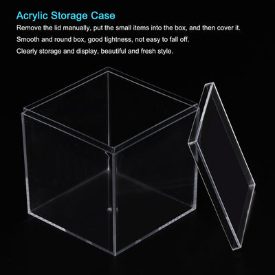 Harfington Acrylic Storage Box Square Cube Display Case with Lid, Container Box for Small Item