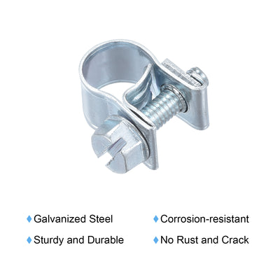 Harfington Uxcell 7-9mm Mini Fuel Injection Hose Clamp Zinc Plated Steel Fuel Line Clamp 10pcs