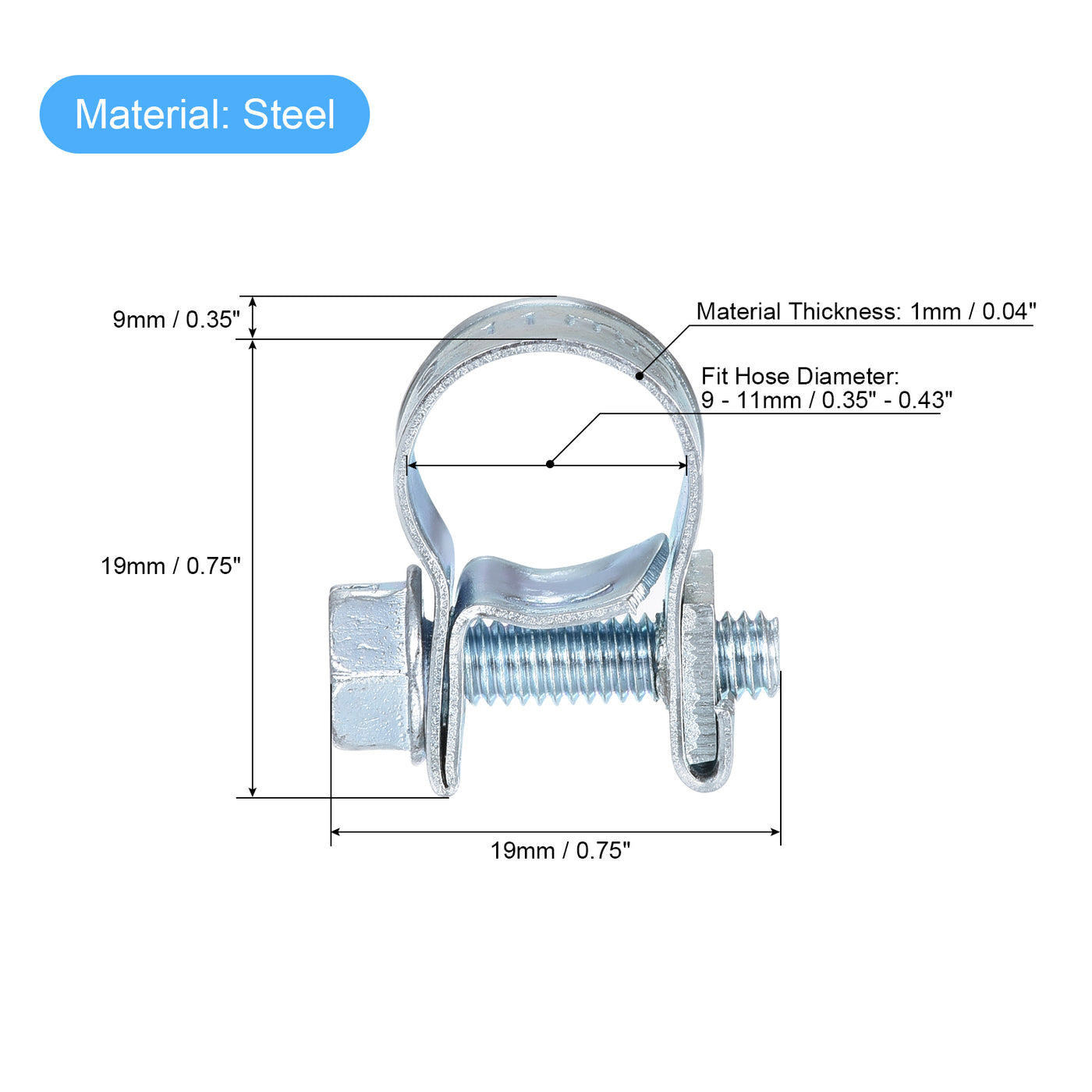 uxcell Uxcell 9-11mm Mini Fuel Injection Hose Clamp Zinc Plated Steel Fuel Line Clamp 10pcs