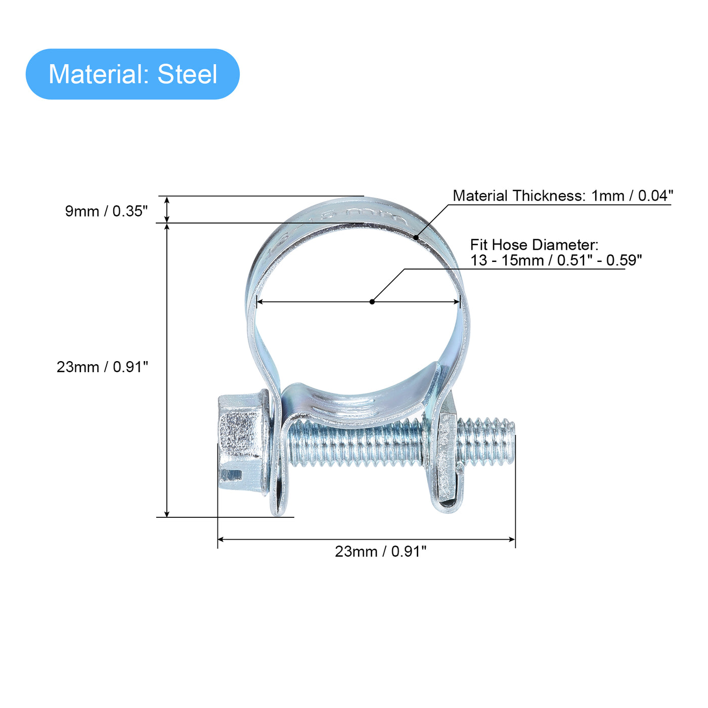 uxcell Uxcell 13-15mm Mini Fuel Injection Hose Clamp Zinc Plated Steel Fuel Line Clamp 20pcs