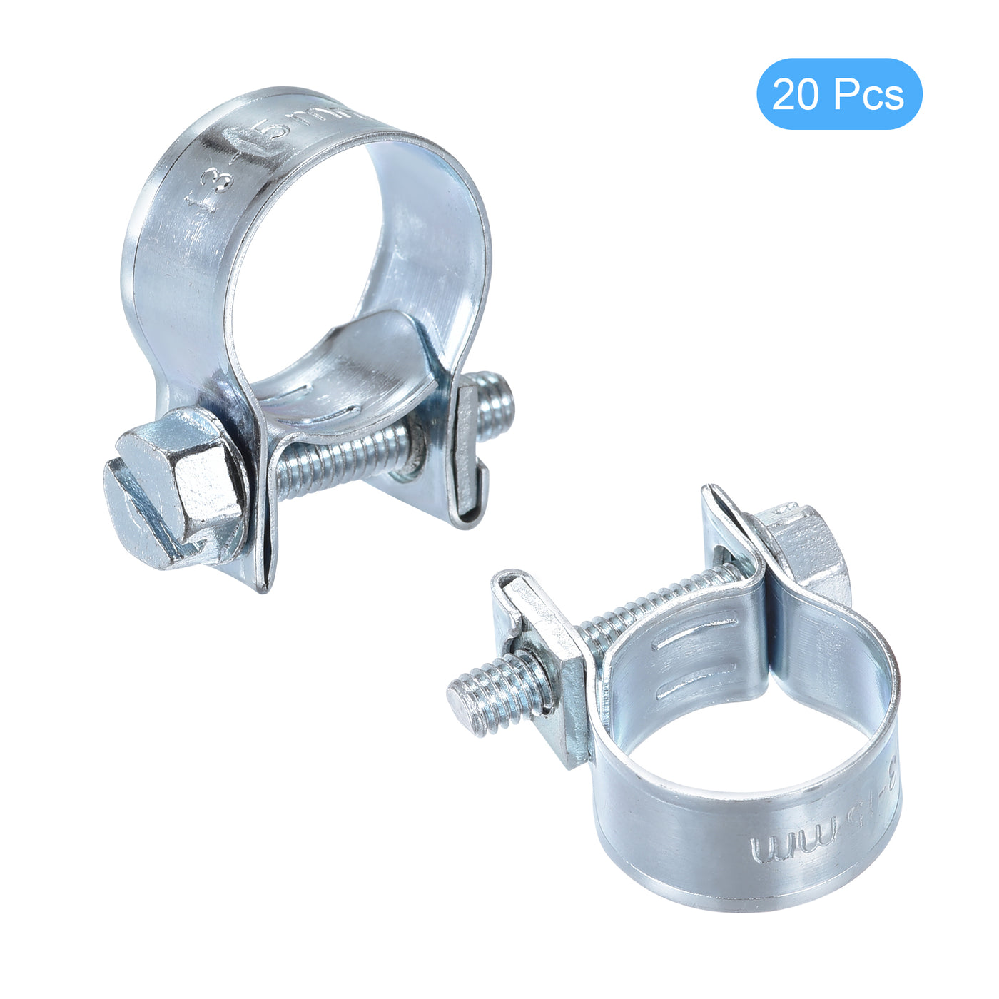 uxcell Uxcell 13-15mm Mini Fuel Injection Hose Clamp Zinc Plated Steel Fuel Line Clamp 20pcs