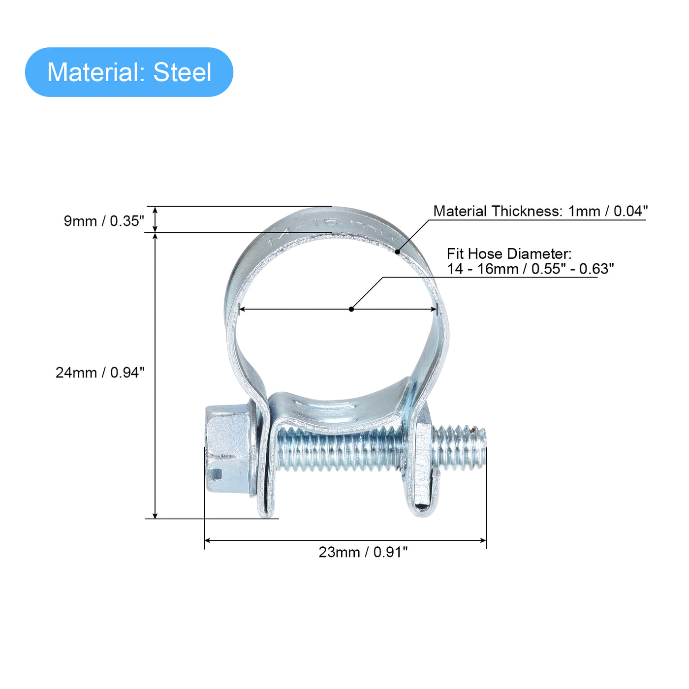 uxcell Uxcell 10Stk Mini Einspritzung Schlauch Klemme Verzinkt Stahl Kraftstoffleitung 14-16mm