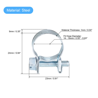 Harfington Uxcell 10Stk Mini Einspritzung Schlauch Klemme Verzinkt Stahl Kraftstoffleitung 14-16mm