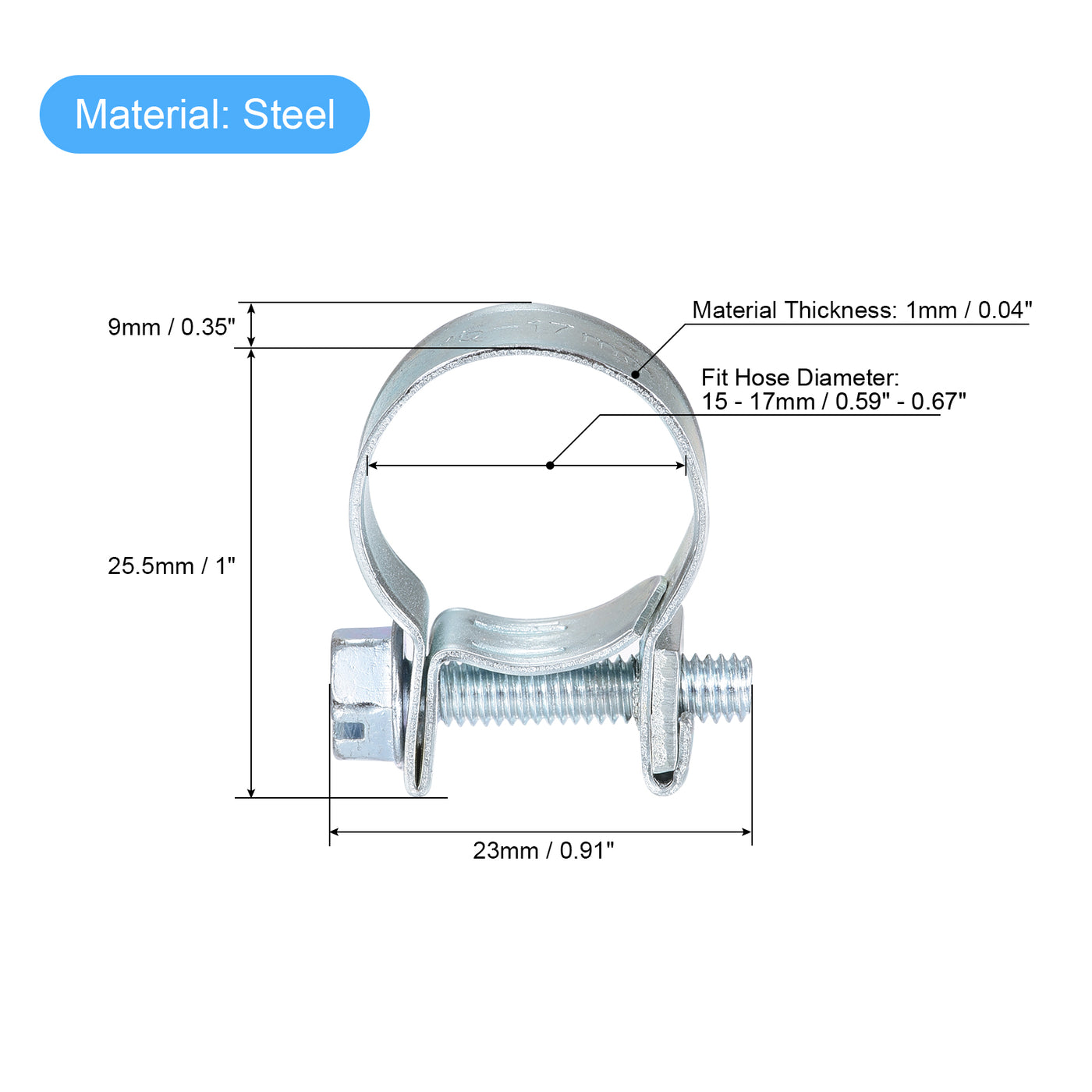 uxcell Uxcell 10Stk Mini Einspritzung Schlauch Klemme Verzinkt Stahl Kraftstoffleitung 15-17mm