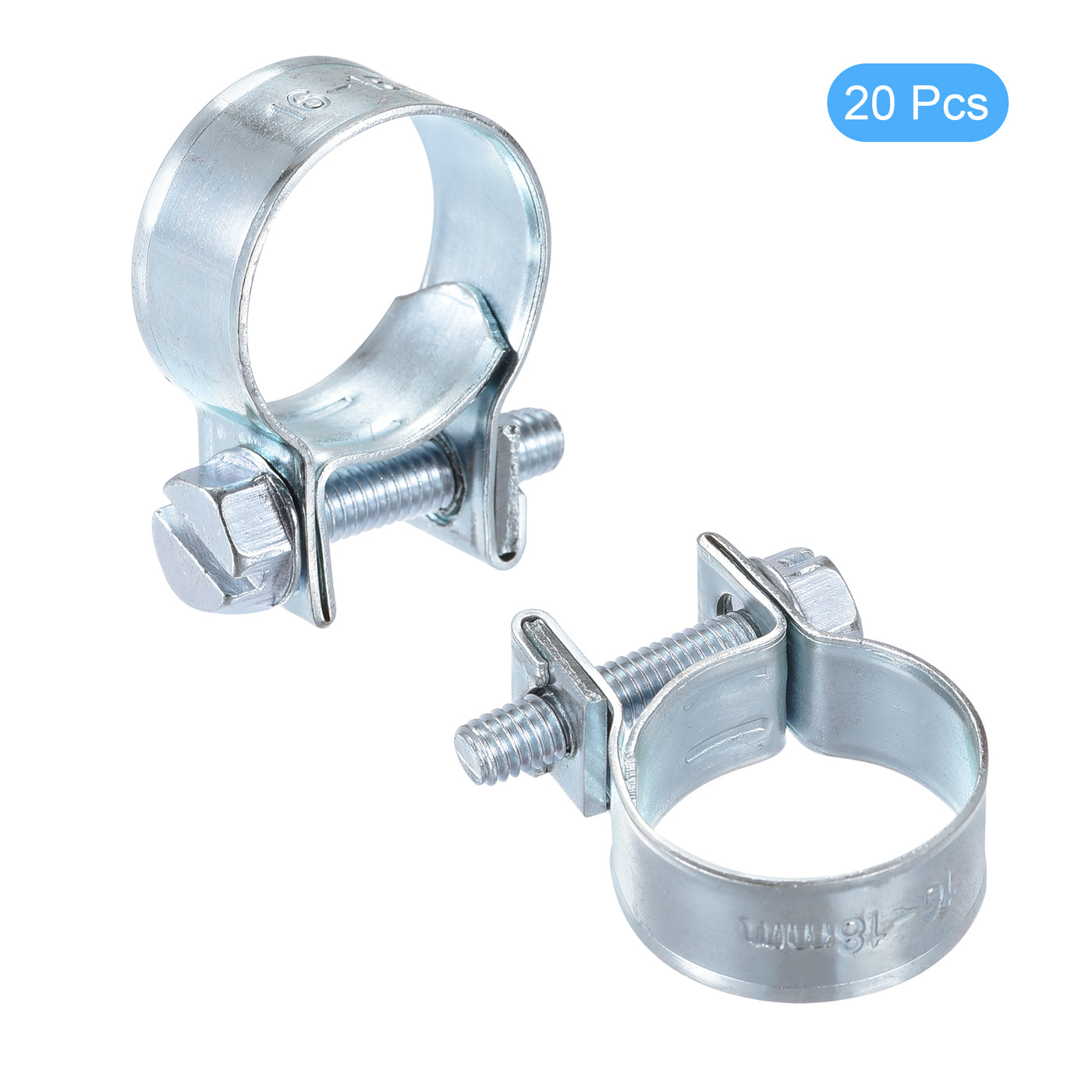 uxcell Uxcell 16-18mm Mini Fuel Injection Hose Clamp Zinc Plated Steel Fuel Line Clamp 20pcs