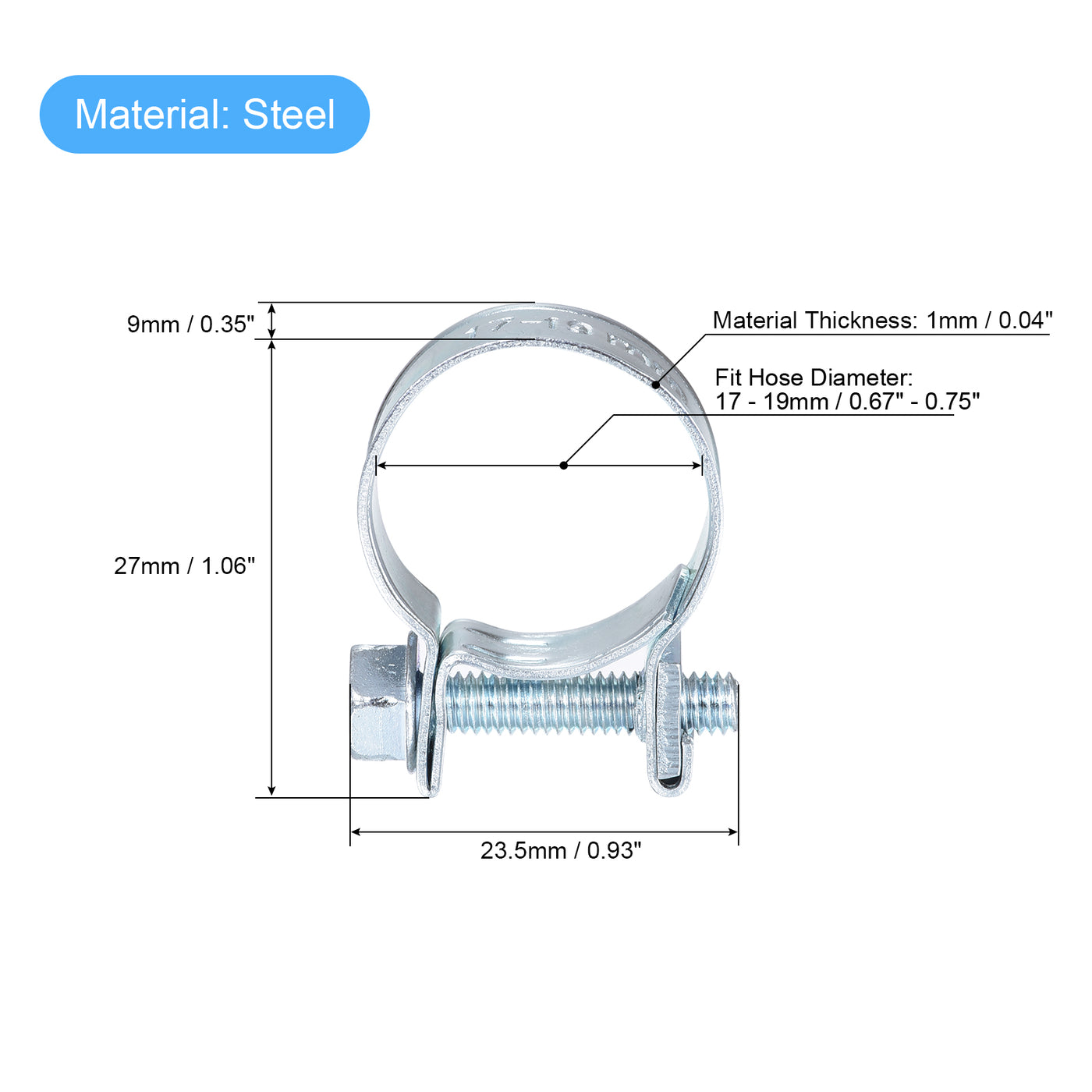 uxcell Uxcell 20Stk Mini Einspritzung Schlauch Klemme Verzinkt Stahl Kraftstoffleitung 17-19mm