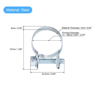 Harfington Uxcell 20Stk Mini Einspritzung Schlauch Klemme Verzinkt Stahl Kraftstoffleitung 17-19mm