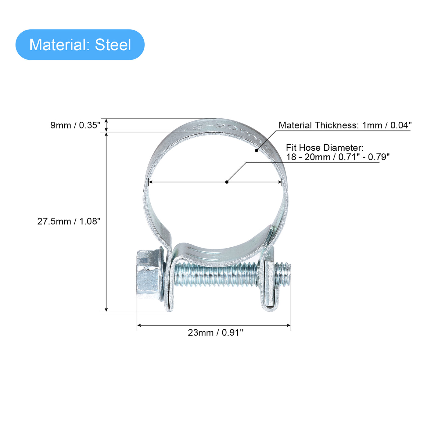 uxcell Uxcell 10Stk Mini Einspritzung Schlauch Klemme Verzinkt Stahl Kraftstoffleitung 18-20mm