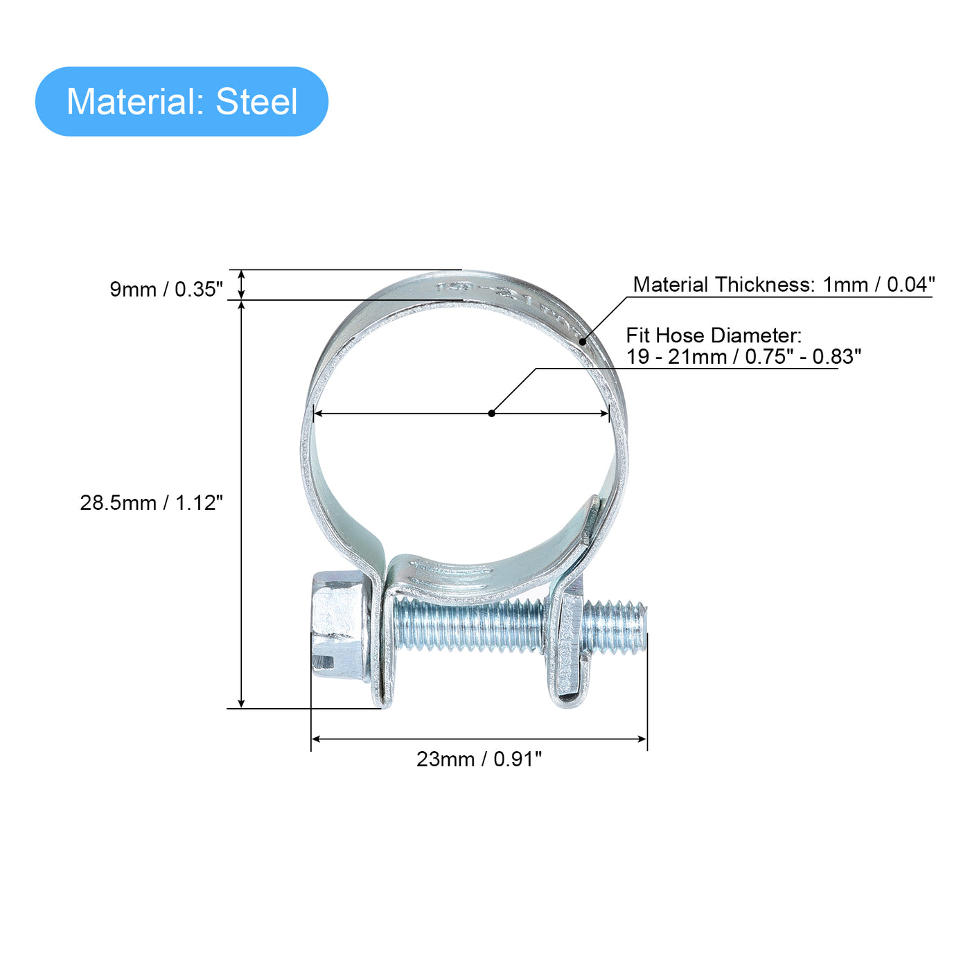 uxcell Uxcell 10Stk Mini Einspritzung Schlauch Klemme Verzinkt Stahl Kraftstoffleitung 19-21mm