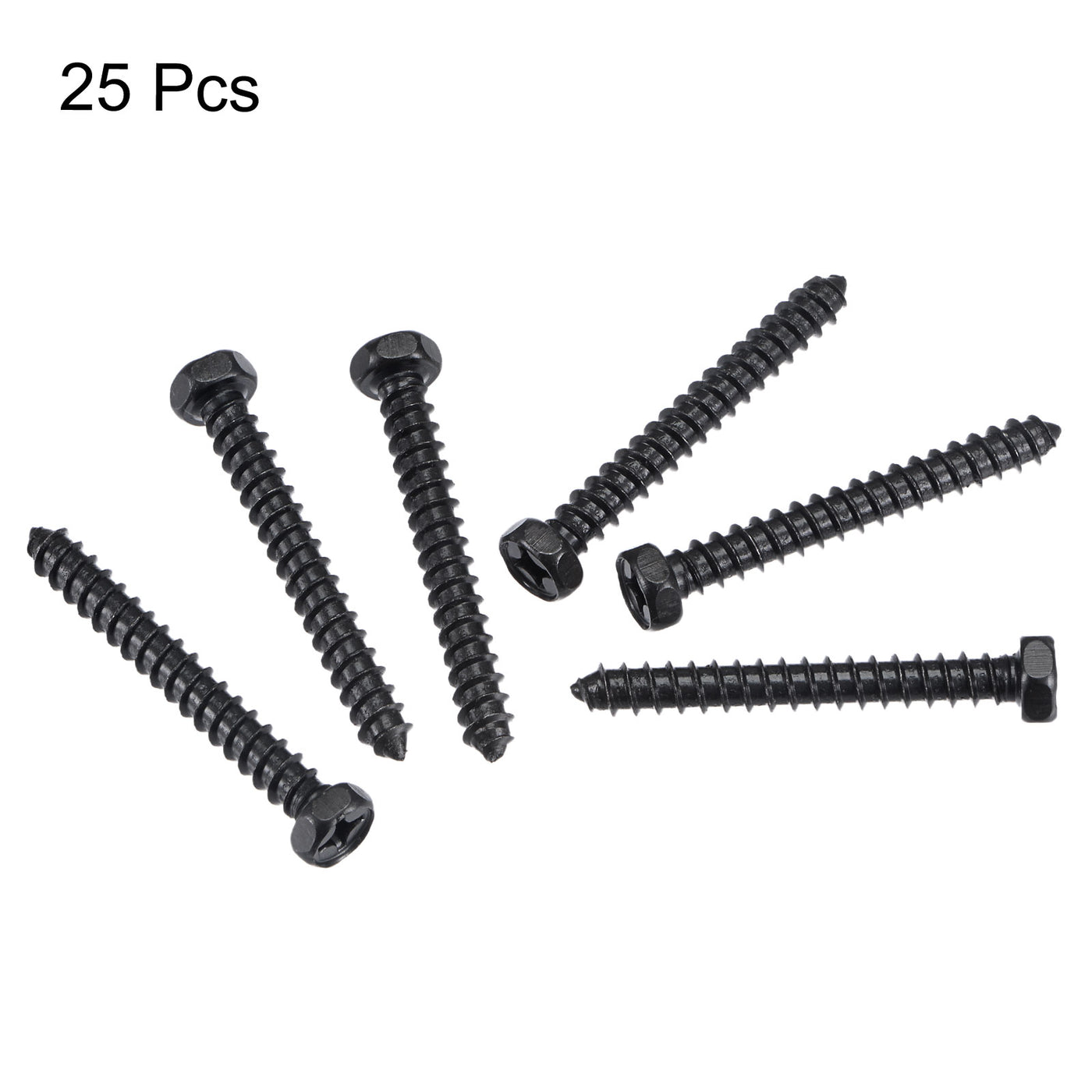 uxcell Uxcell Hex Lag Screws 1/4" x 2" Carbon Steel Half Thread Self-Tapping 25pcs