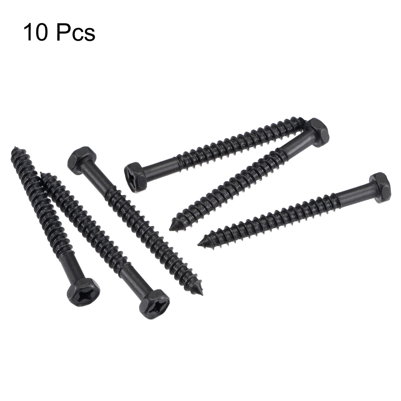 uxcell Uxcell Hex Lag Screws 1/4" x 2-1/2" Carbon Steel Half Thread Self-Tapping 10pcs