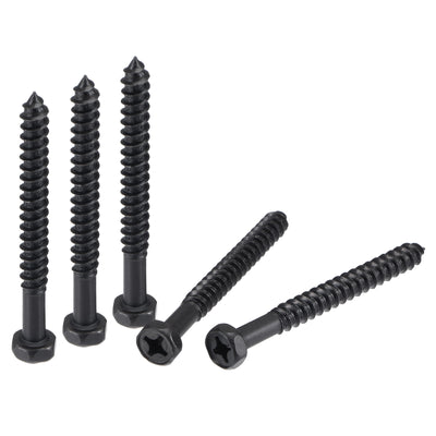 Harfington Uxcell Hex Lag Screws 1/4" x 2-1/2" Carbon Steel Half Thread Self-Tapping 10pcs